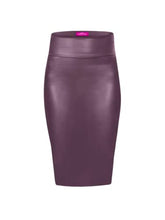 Load image into Gallery viewer, OrlyCollection Women&#39;s Elegant Slim Fit Midi Stretchy Pencil Skirt for Office Wear Proudly Made in USA (2X,BurgundyFaux)
