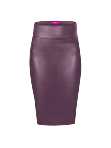 OrlyCollection Women's Elegant Slim Fit Midi Stretchy Pencil Skirt for Office Wear Proudly Made in USA (2X,BurgundyFaux)