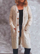 Load image into Gallery viewer, Button Up Cable-Knit Cardigan with Pockets
