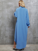 Load image into Gallery viewer, Button Up Dropped Shoulder Roll-Tab Sleeve Dress
