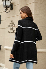 Load image into Gallery viewer, Double Take Striped Contrast Open Front Lapel Collar Cardigan with Pockets
