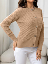 Load image into Gallery viewer, Round Neck Cable-Knit Buttoned Knit Top
