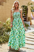 Load image into Gallery viewer, Printed Tie-Shoulder Smocked Maxi Dress
