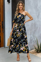 Load image into Gallery viewer, Printed One-Shoulder Tie Belt Maxi Dress
