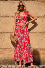 Load image into Gallery viewer, Printed Tie Back Cropped Top and Maxi Skirt Set
