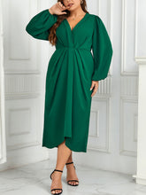 Load image into Gallery viewer, V-Neck Balloon Sleeve Midi Dress
