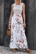 Load image into Gallery viewer, Striped Floral Round Neck Sleeveless Maxi Dress
