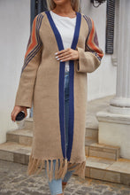 Load image into Gallery viewer, Double Take Geometric Fringe Hem Duster Cardigan
