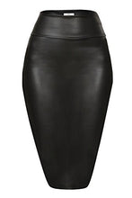 Load image into Gallery viewer, Black Leather Skirt for Women Below Knee Length Faux Leather Skirt Midi Bodycon Pencil Skirth Skirt Midi Bodycon Skirt Womens (Size XX-Large, Black Leather)
