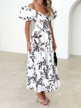 Load image into Gallery viewer, Twisted Printed Puff Sleeve Dress
