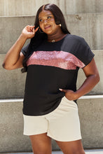 Load image into Gallery viewer, Sew In Love Shine Bright Full Size Center Mesh Sequin Top in Black/Mauve
