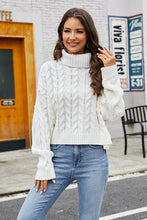 Load image into Gallery viewer, Turtleneck Cable-Knit  Long Sleeve Sweater
