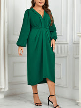 Load image into Gallery viewer, V-Neck Balloon Sleeve Midi Dress
