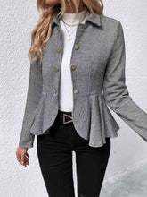 Load image into Gallery viewer, Ruffle Hem Collared Blazer
