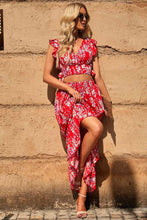 Load image into Gallery viewer, Printed Tie Back Cropped Top and Maxi Skirt Set
