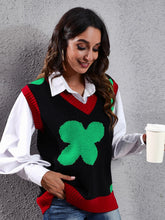 Load image into Gallery viewer, Four Leaf Clover V-Neck Sweater Vest
