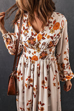 Load image into Gallery viewer, Floral V-Neck Long Sleeve Maxi Dress
