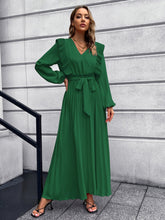 Load image into Gallery viewer, Pleated Surplice Tie Waist Maxi Dress
