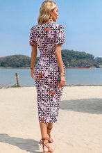 Load image into Gallery viewer, Floral Geometric Surplice Neck Front Slit Dress
