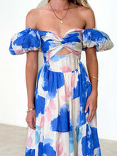 Load image into Gallery viewer, Twisted Printed Puff Sleeve Dress
