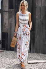 Load image into Gallery viewer, Striped Floral Round Neck Sleeveless Maxi Dress
