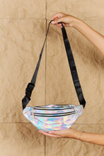 Load image into Gallery viewer, Fame Good Vibrations Holographic Double Zipper Fanny Pack in Silver
