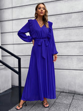 Load image into Gallery viewer, Pleated Surplice Tie Waist Maxi Dress
