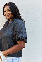 Load image into Gallery viewer, Petal Dew So Lovely Full Size Ruffle Sleeve V-Neck Top in Black
