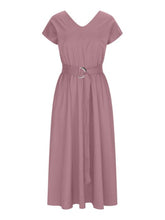 Load image into Gallery viewer, Ruched V-Neck Cap Sleeve Dress
