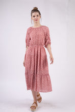 Load image into Gallery viewer, VERY J Floral Round Neck Tiered Midi Dress
