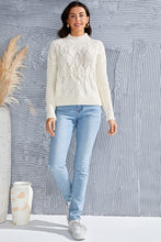 Load image into Gallery viewer, Cable-Knit Mock Neck Long Sleeve Sweater
