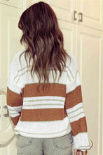 Load image into Gallery viewer, Striped Drop Shoulder Lantern Sleeve Sweater
