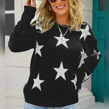 Load image into Gallery viewer, Star Pattern Round Neck Sweater
