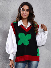 Load image into Gallery viewer, Four Leaf Clover V-Neck Sweater Vest
