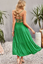 Load image into Gallery viewer, Smocked Lace-Up Tiered Dress
