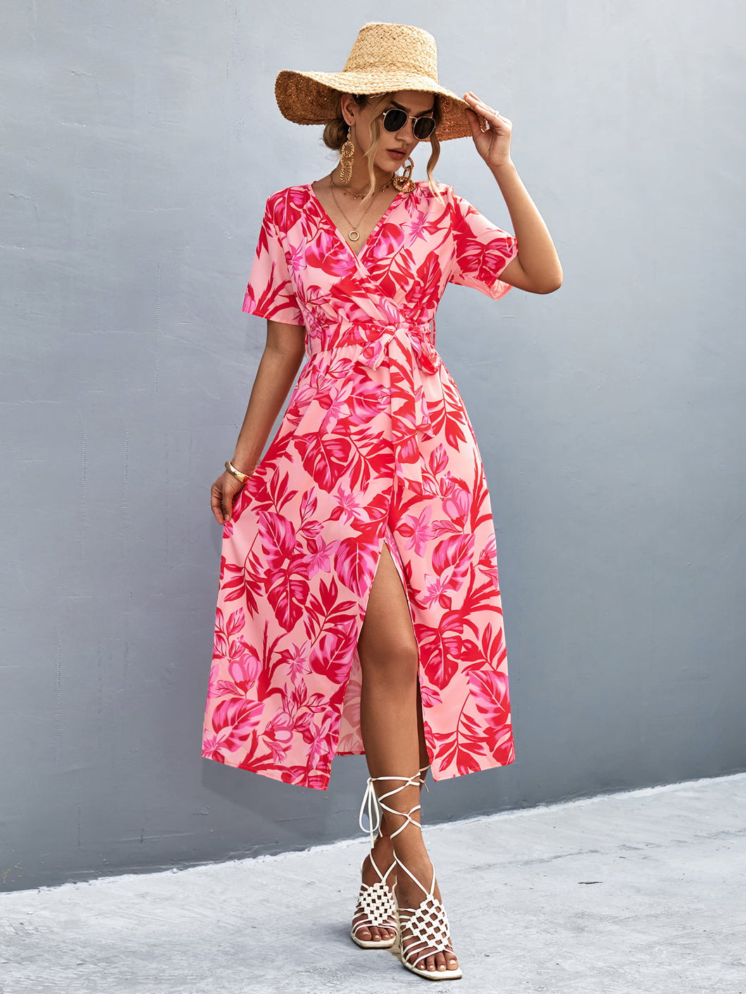 Forever Young Neck Tie Waist Midi Dress
