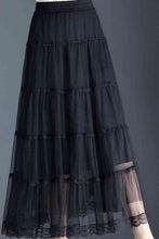 Load image into Gallery viewer, Smocked Lace Trim Midi Skirt
