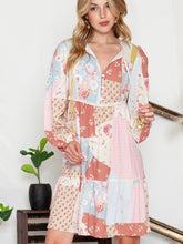 Load image into Gallery viewer, Printed Tie Neck Long Sleeve Dress
