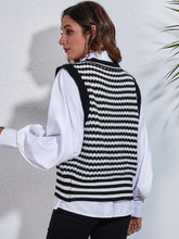 Load image into Gallery viewer, Striped Button Up V-Neck Sweater Vest
