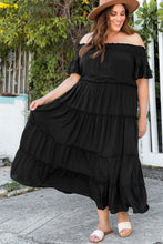 Load image into Gallery viewer, Plus Size Off-Shoulder Ruffle Trim Maxi Dress
