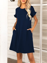 Load image into Gallery viewer, Round Neck Flounce Sleeve Dress with Pockets
