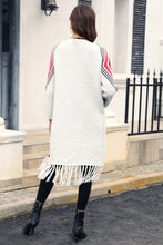 Load image into Gallery viewer, Double Take Geometric Fringe Hem Duster Cardigan
