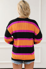 Load image into Gallery viewer, Ribbed Striped Open Front Long Sleeve Cardigan

