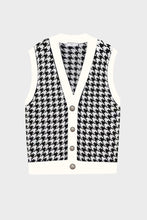 Load image into Gallery viewer, Houndstooth Button Front Sweater Vest
