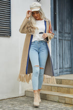 Load image into Gallery viewer, Double Take Geometric Fringe Hem Duster Cardigan
