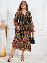 Load image into Gallery viewer, Plus Size Printed V-Neck Surplice Neck Dress
