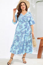 Load image into Gallery viewer, Full Size V-Neck Flounce Sleeve Midi Dress

