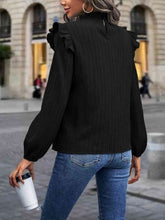 Load image into Gallery viewer, Mock Neck Ruffle Shoulder Blouse
