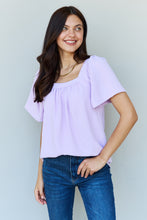 Load image into Gallery viewer, Ninexis Keep Me Close Square Neck Short Sleeve Blouse in Lavender
