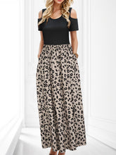 Load image into Gallery viewer, Leopard Round Neck Cold Shoulder Dress
